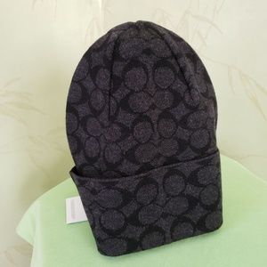 COPY - COACH SIGNATURE KNIT BEANIE HAT:NWT BLACK or KHAKI C5183